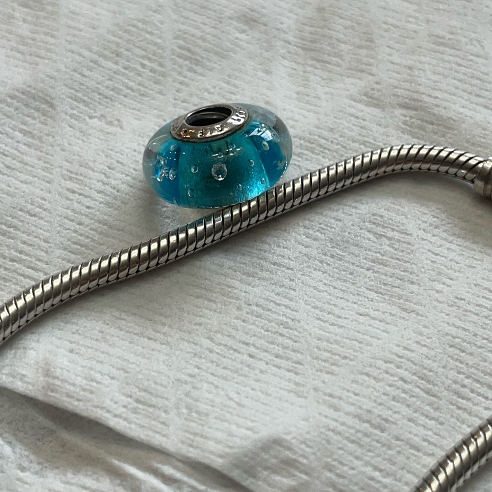 Pandora glass charm blue